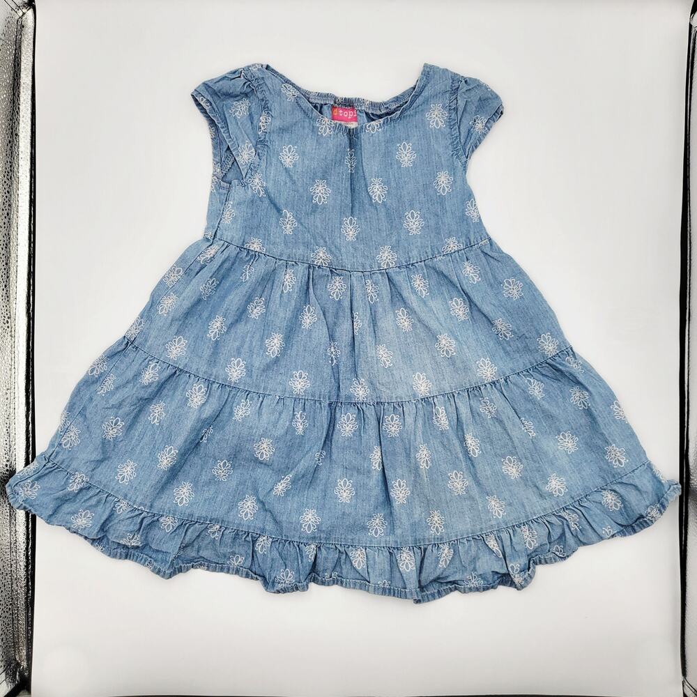 Kidtopia Blue Floral Print Tiered Ruffle Dress Toddler Girls Size 2T Cottagecore